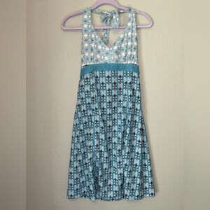 Athleta | Printed Pack Anywhere Halter Dress | Size 6 | Blue & White